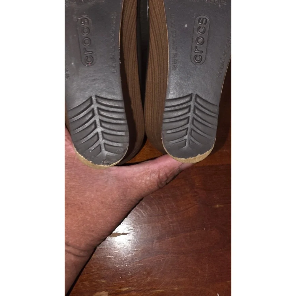 Crocs Women's‎ Brown/Gray Wedge Heels Comfort Shoes Size 9